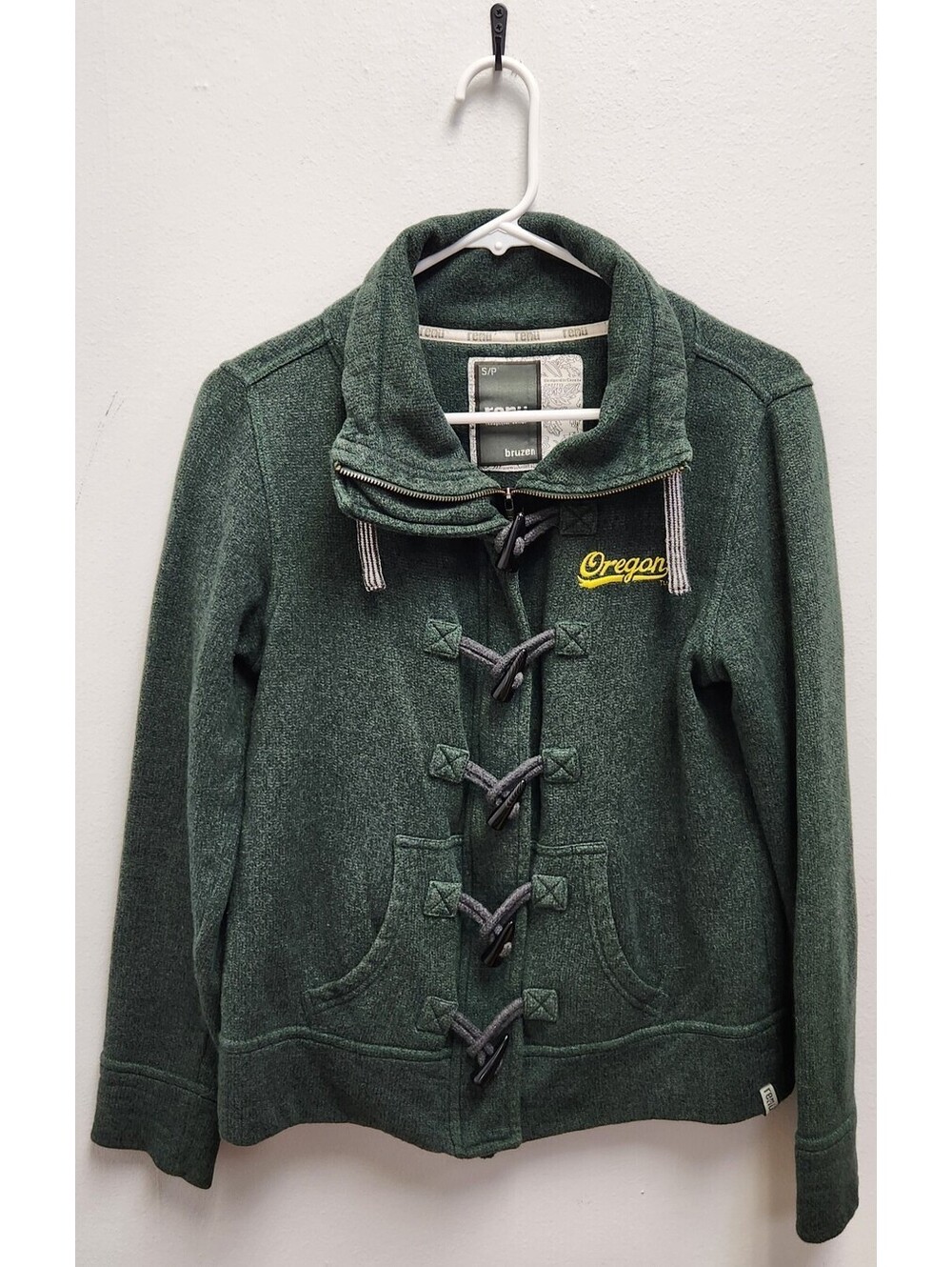 University of Oregon Ducks Women's Small Renu Bruzer Green Fleece Toggle Jacket